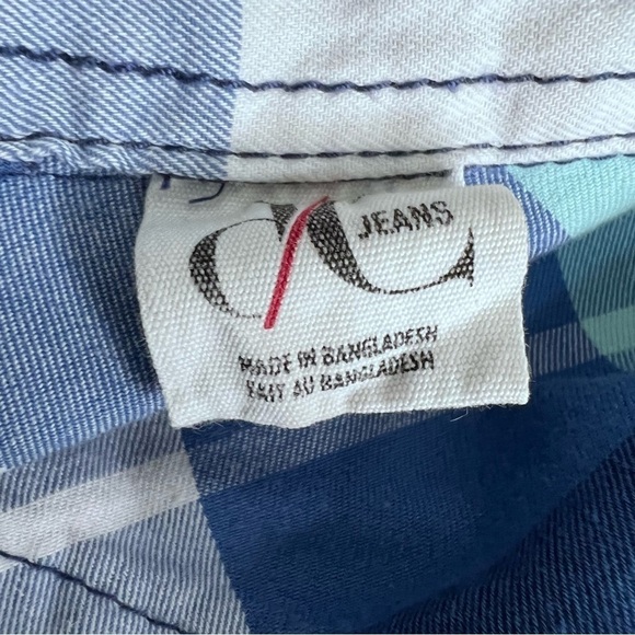 Pennington's DC Jeans Blue Plaid Button Down Shirt Size 1x - Picture 8 of 9